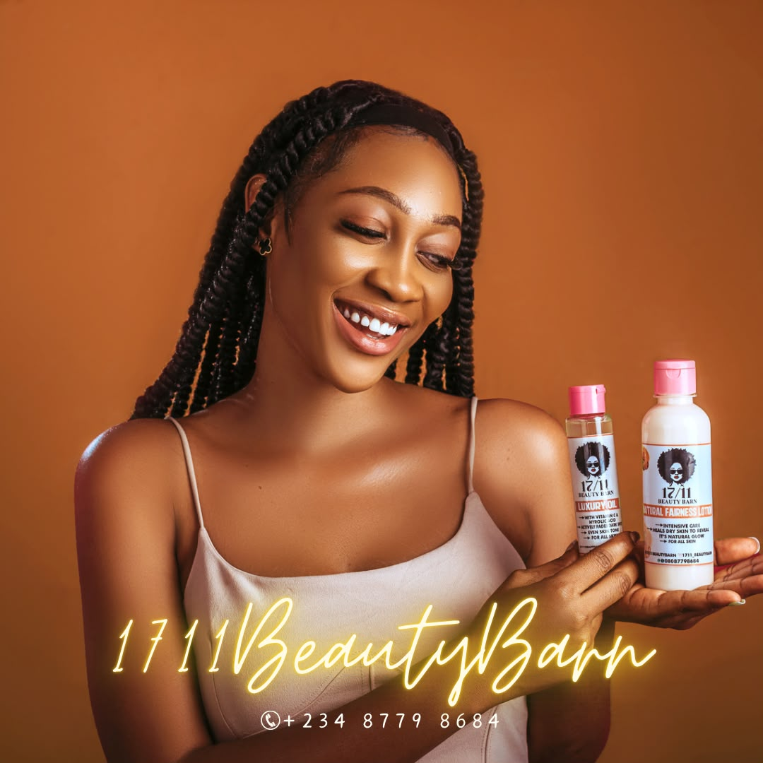 17/11 BeautyBarn founder holding products